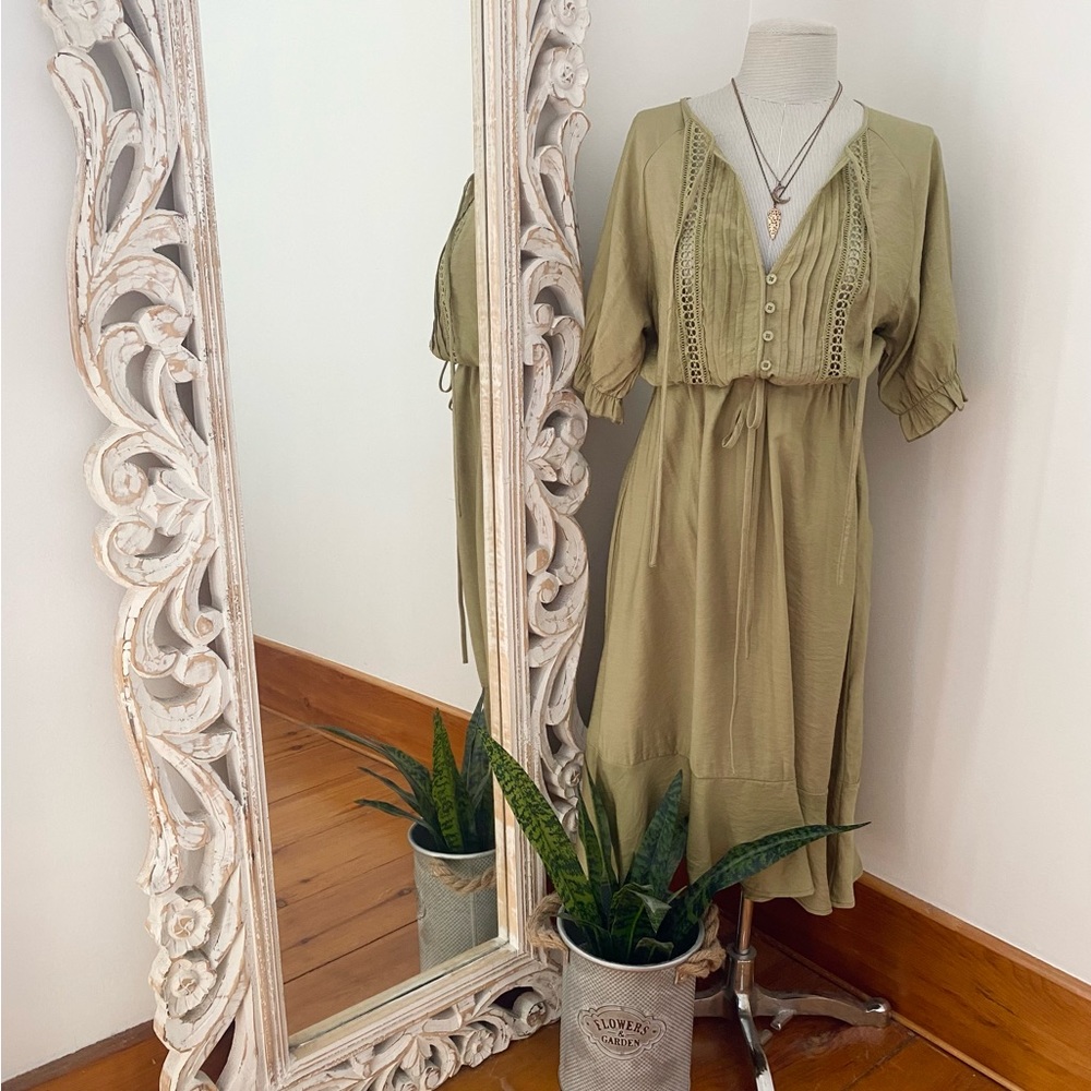 NWOT Green Bohemian Dress